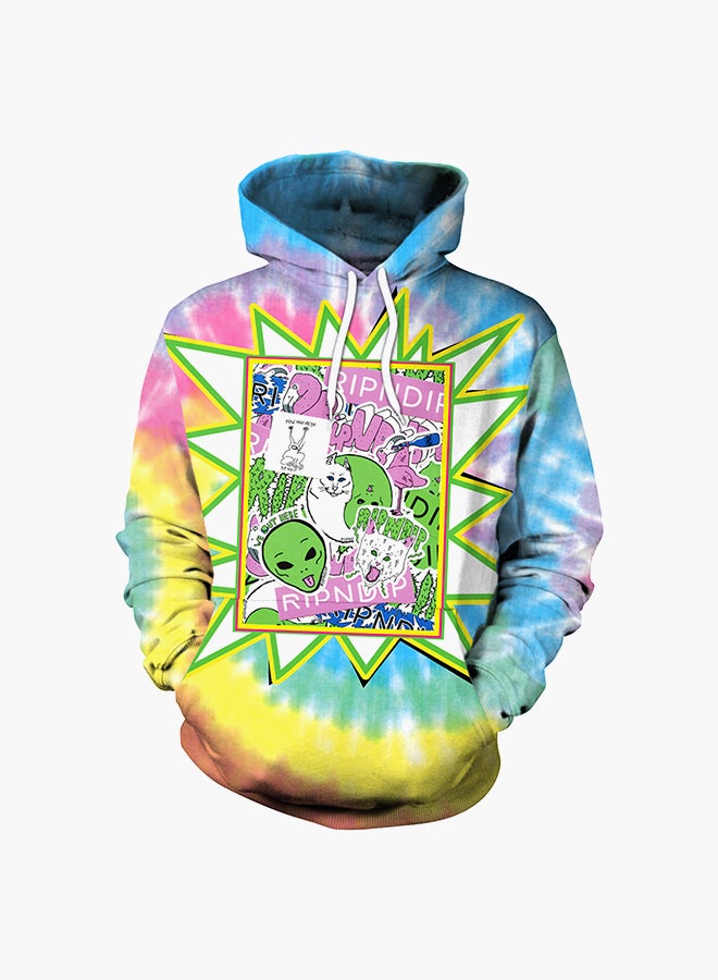 NADANBAO 3D Printing Long Sleeve Hoodie Blue/Yellow  - Image 1