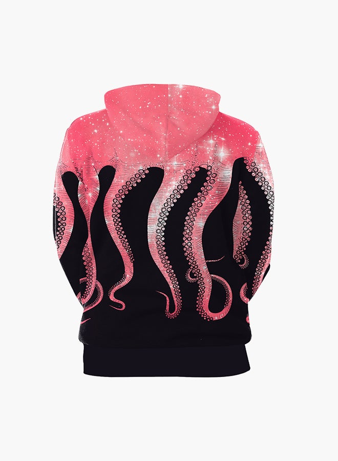 NADANBAO 3D Printing Long Sleeve Hoodie Black/Pink  - Image 2