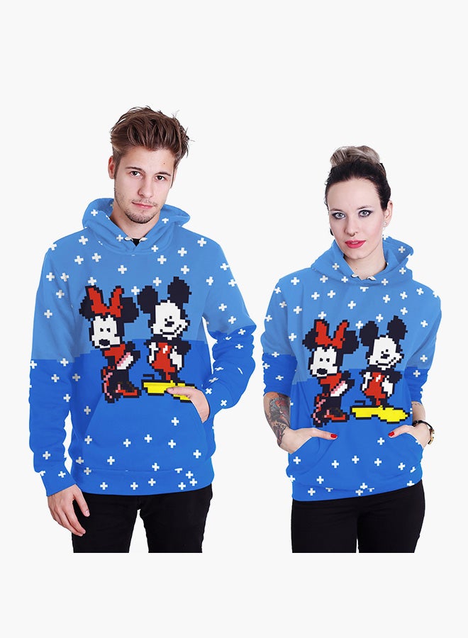 NADANBAO 3D Printing Long Sleeve Hoodie Blue - Image 1