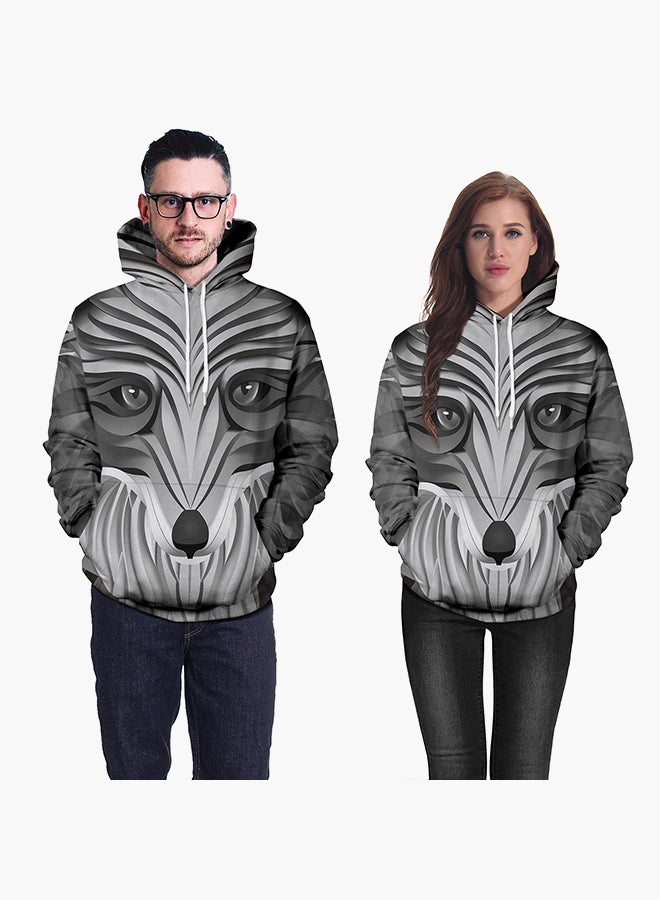 NADANBAO 3D Printing Long Sleeve Hoodie Grey  - Image 3