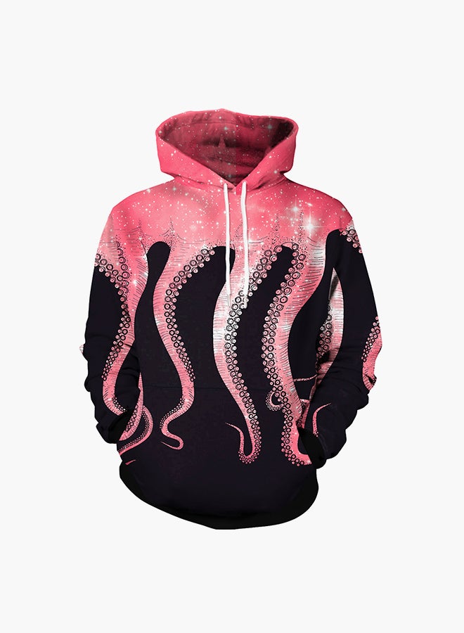 NADANBAO 3D Printing Long Sleeve Hoodie Black/Pink  - Image 1