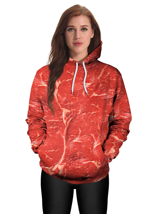 NADANBAO 3D Printing Long Sleeve Hoodie Red - Image 3