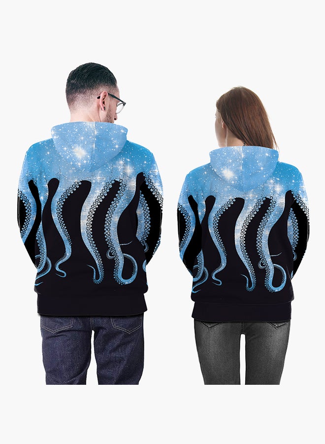 NADANBAO 3D Printing Long Sleeve Hoodie Black/Blue  - Image 4