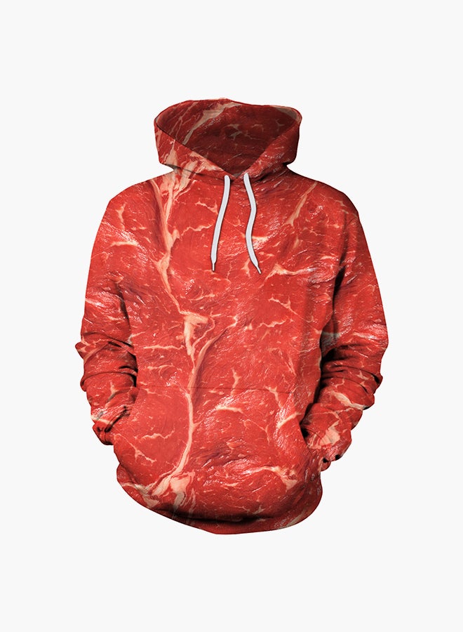 NADANBAO 3D Printing Long Sleeve Hoodie Red - Image 1