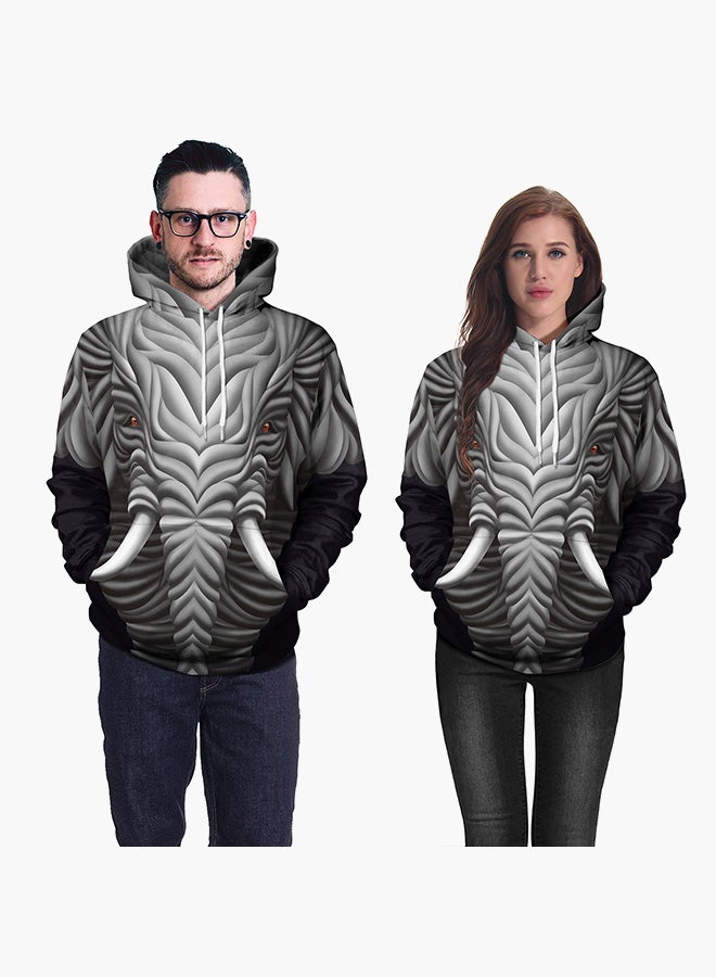NADANBAO 3D Printing Long Sleeve Hoodie Grey/Black - Image 3