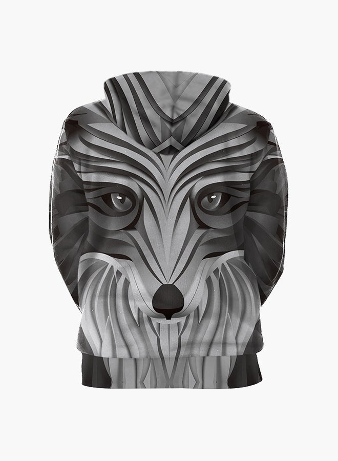 NADANBAO 3D Printing Long Sleeve Hoodie Grey  - Image 2