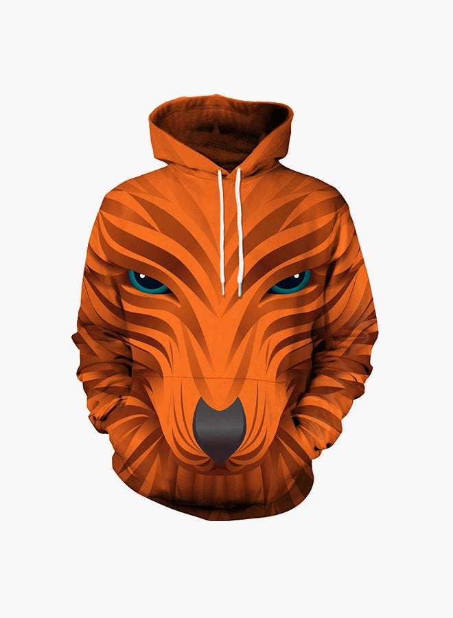 NADANBAO 3D Printing Long Sleeve Hoodie Orange  - Image 1