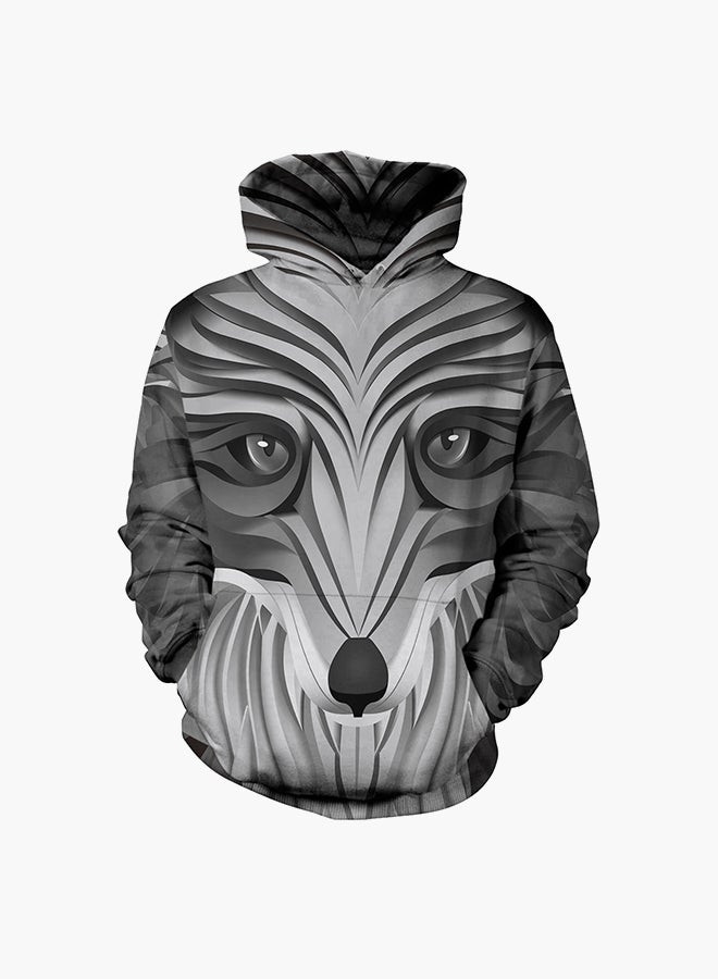 NADANBAO 3D Printing Long Sleeve Hoodie Grey  - Image 1