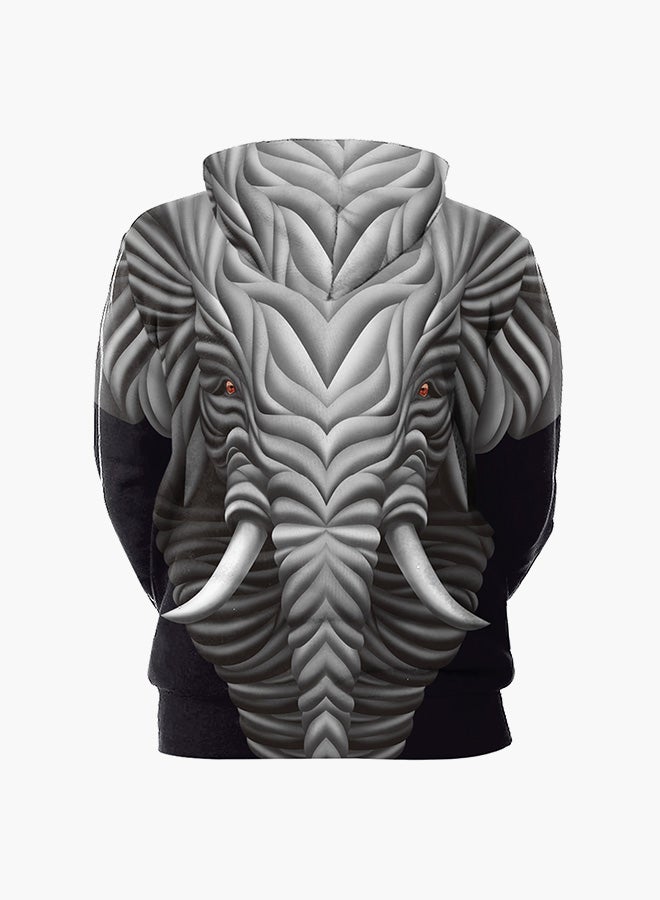 NADANBAO 3D Printing Long Sleeve Hoodie Grey/Black - Image 2