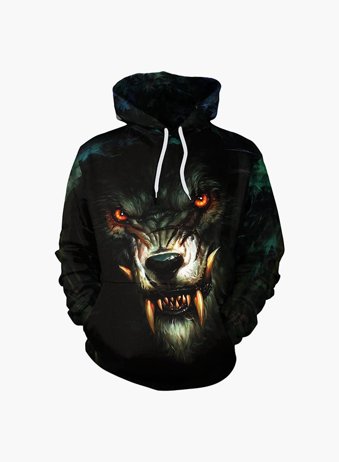 NADANBAO 3D Printing Long Sleeve Hoodie Green/Black - Image 1