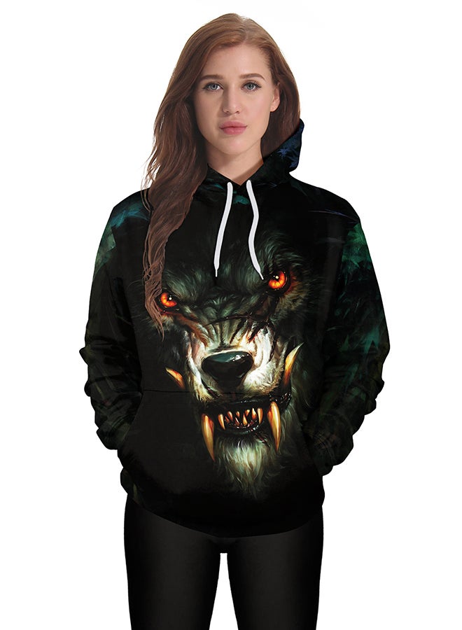 NADANBAO 3D Printing Long Sleeve Hoodie Green/Black - Image 3