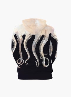 NADANBAO 3D Printing Long Sleeve Hoodie Black/Beige  - Image 2