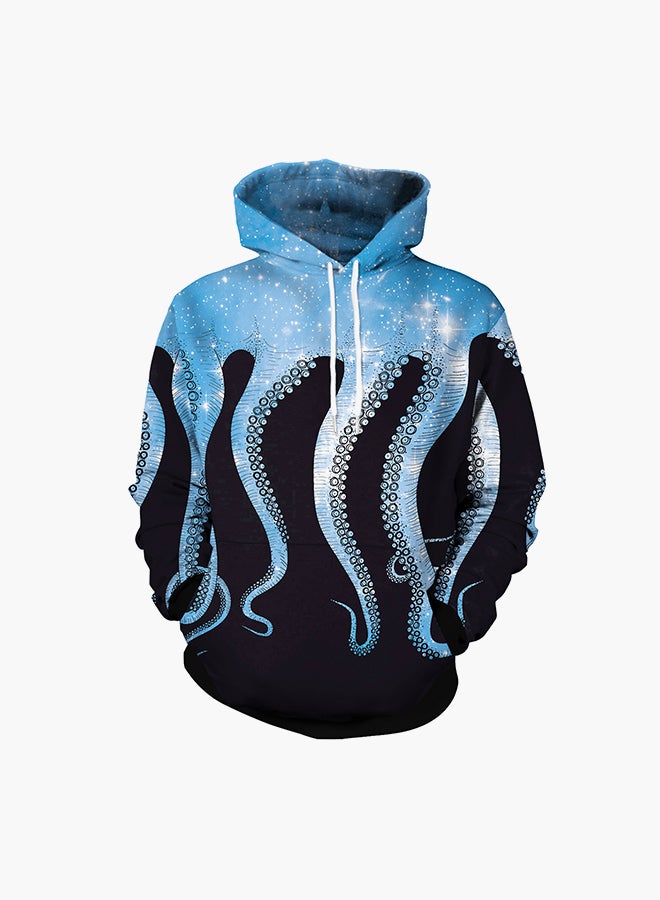 NADANBAO 3D Printing Long Sleeve Hoodie Black/Blue  - Image 1