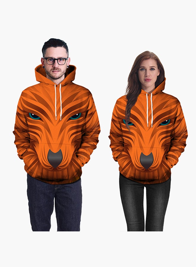 NADANBAO 3D Printing Long Sleeve Hoodie Orange  - Image 3