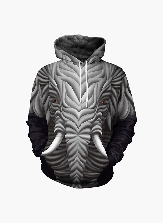 NADANBAO 3D Printing Long Sleeve Hoodie Grey/Black - Image 1