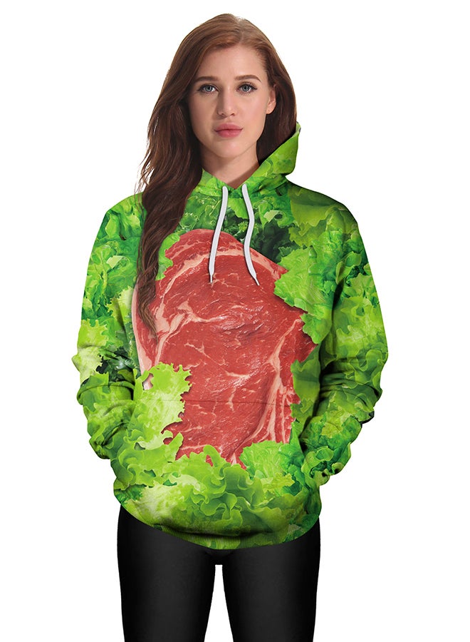 NADANBAO 3D Printing Long Sleeve Hoodie Green/Red - Image 3