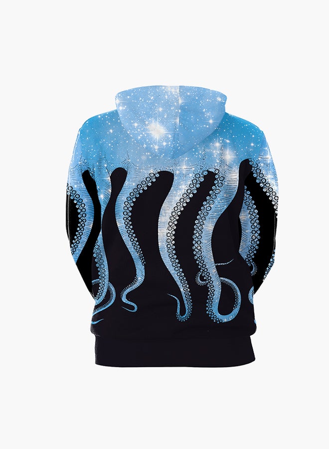 NADANBAO 3D Printing Long Sleeve Hoodie Black/Blue  - Image 2