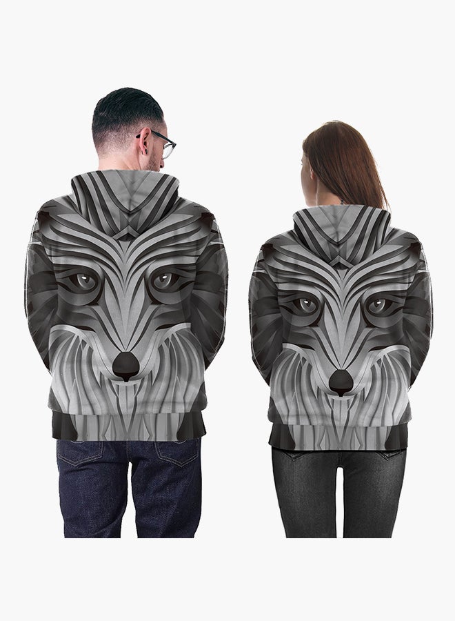 NADANBAO 3D Printing Long Sleeve Hoodie Grey  - Image 4