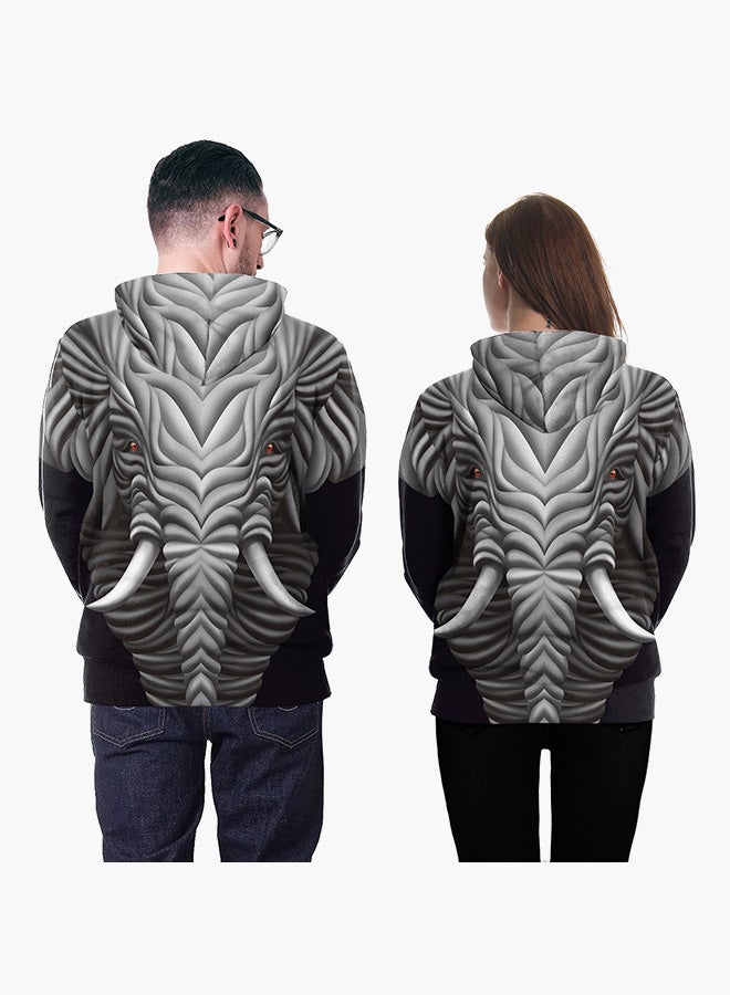 NADANBAO 3D Printing Long Sleeve Hoodie Grey/Black - Image 4