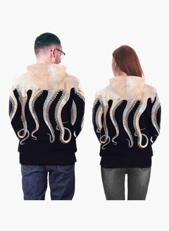NADANBAO 3D Printing Long Sleeve Hoodie Black/Beige  - Image 4