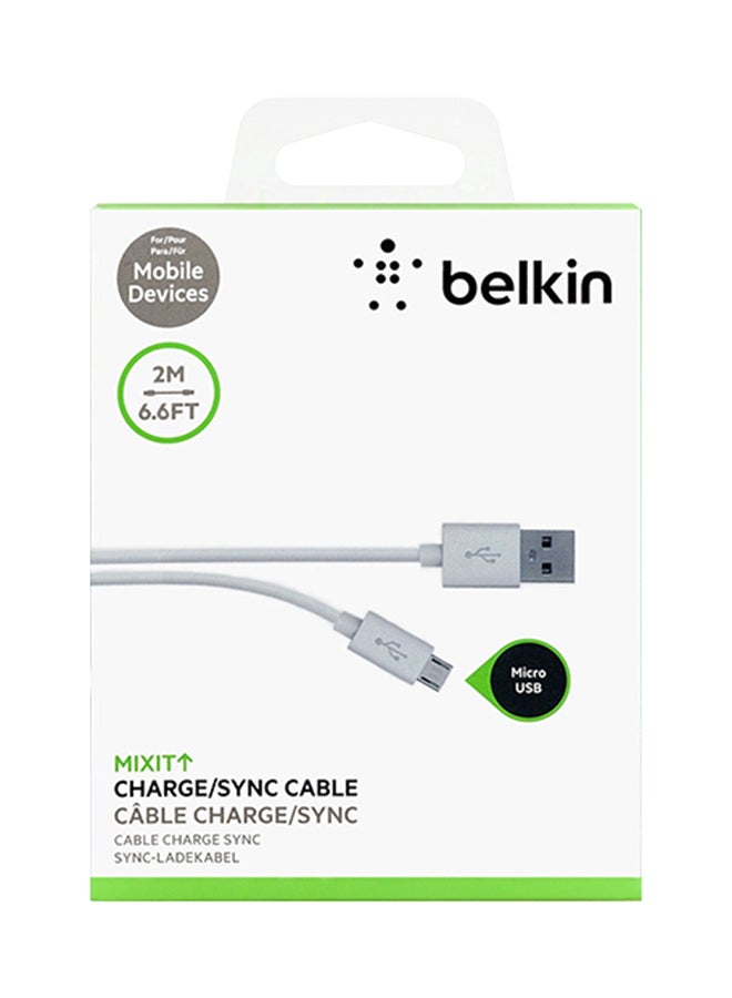 belkin MIXIT Micro USB To USB Cable   6.6 Feet / 2 Meters Charge And Sync Cable Micro USB ChargIng Cable For Smartphone Tablet Powerbank And more White White  - Image 3