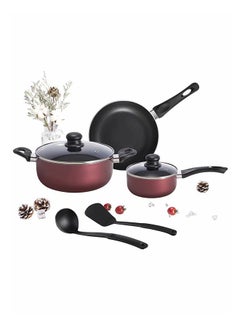 Falpro 7-Piece Non-Stick Cookware Set Maroon/Black FALNSCS07A Maroon/Black  - Image 2
