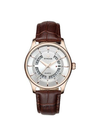 ساعة يد كوراتز بعقارب وسوار من الجلد بخاصية إظهار التاريخ طراز 1J3137W للرجال - v1557517067/N24950625A_1