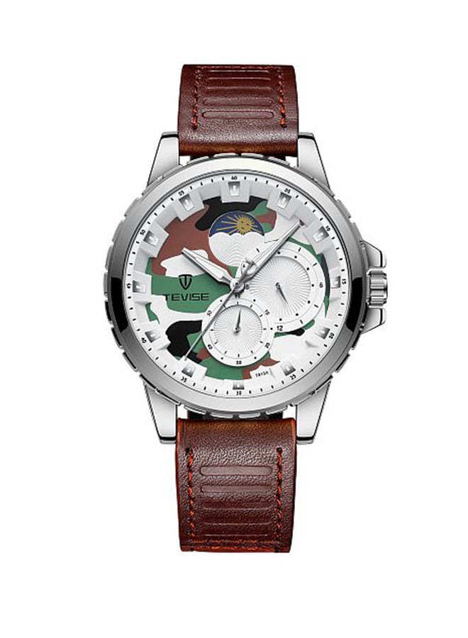 Tevise Men's Water Resistant Leather Chronograph Watch 1J3039SW - Image 1