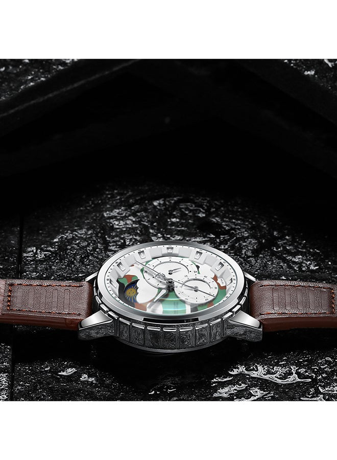 Tevise Men's Water Resistant Leather Chronograph Watch 1J3039SW - Image 2