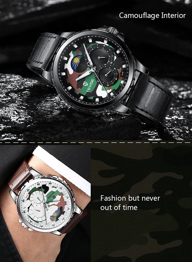 Tevise Men's Water Resistant Leather Chronograph Watch 1J3039SW - Image 3