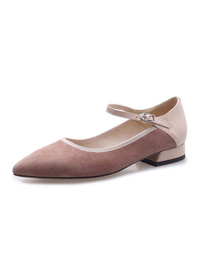 GFM Women Leather Ankle Strap Block Heels Pink  - Image 1