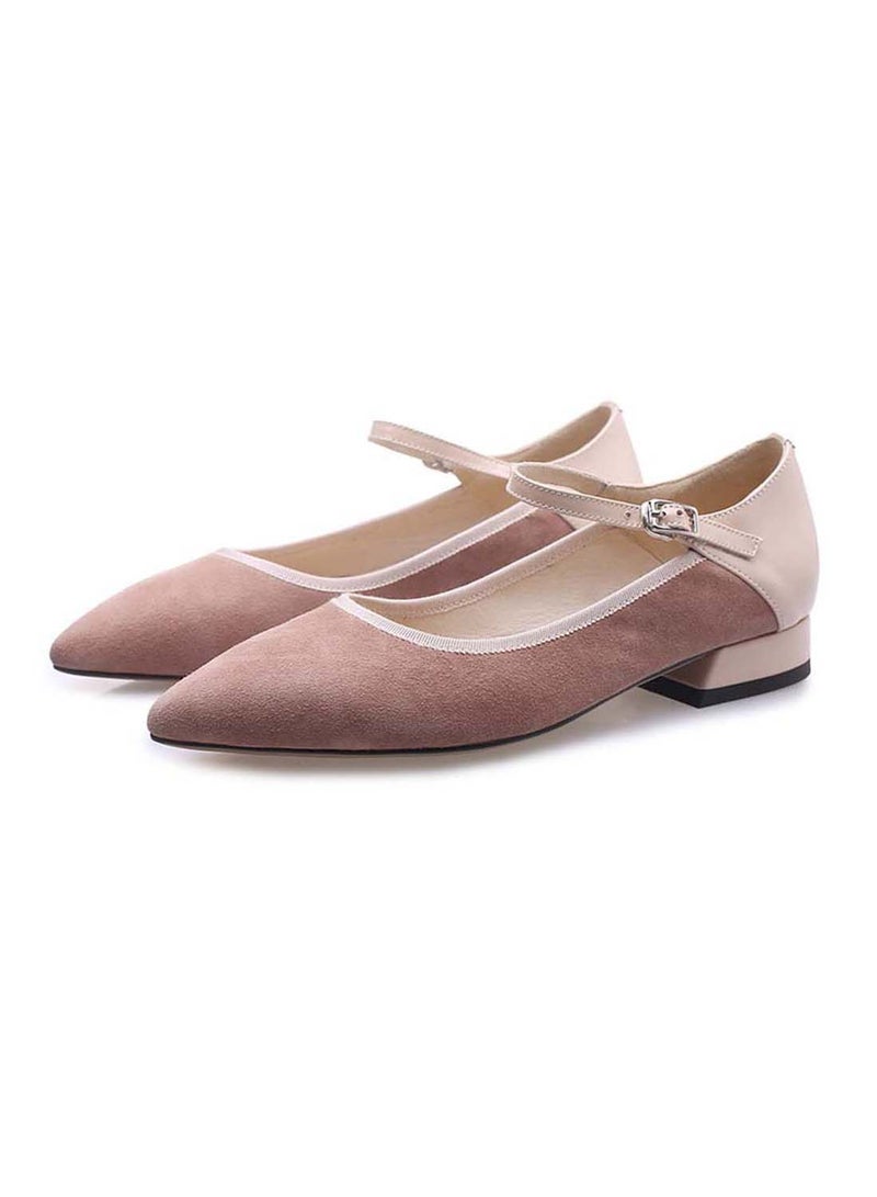 Women Leather Ankle Strap Block Heels Pink - v1557555147/N24955439V_2