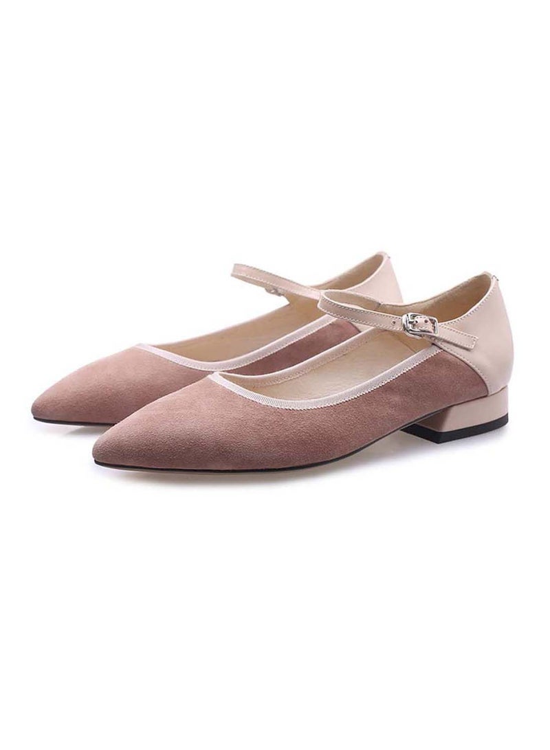 GFM Women Leather Ankle Strap Block Heels Pink  - Image 2