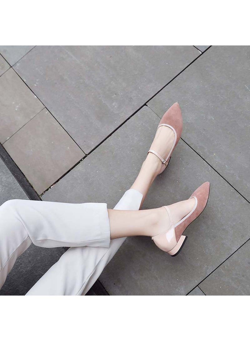 GFM Women Leather Ankle Strap Block Heels Pink  - Image 3