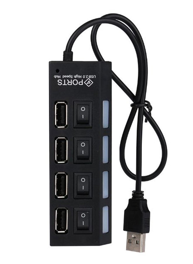 4-Port USB With DC Power Adapter Cable Black  - Image 1