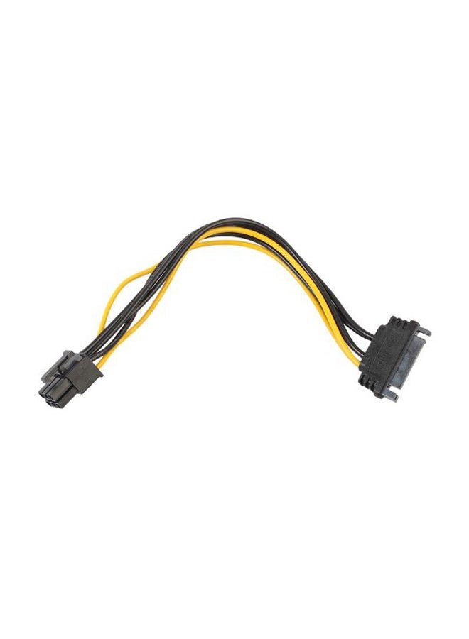 كابل طاقة محول من ساتا ذو 15 سناً إلى Pci-E (أو Pci إكسبريس) ذي 6 أسنان، لبطاقة الفيديو أصفر/أسود