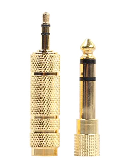 2x 6.35mm 1/4 Male Plug To 3.5mm 1/8 Female Jack Stereo Headphone Audio Adapter Gold