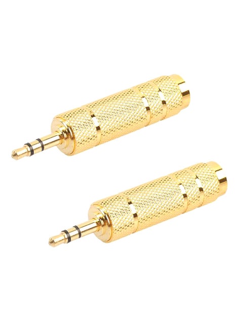 2-Piece 6.3mm 1/4 Female to 3.5mm 1/8 Male Stereo Audio Adapter Headphone Jack Gold