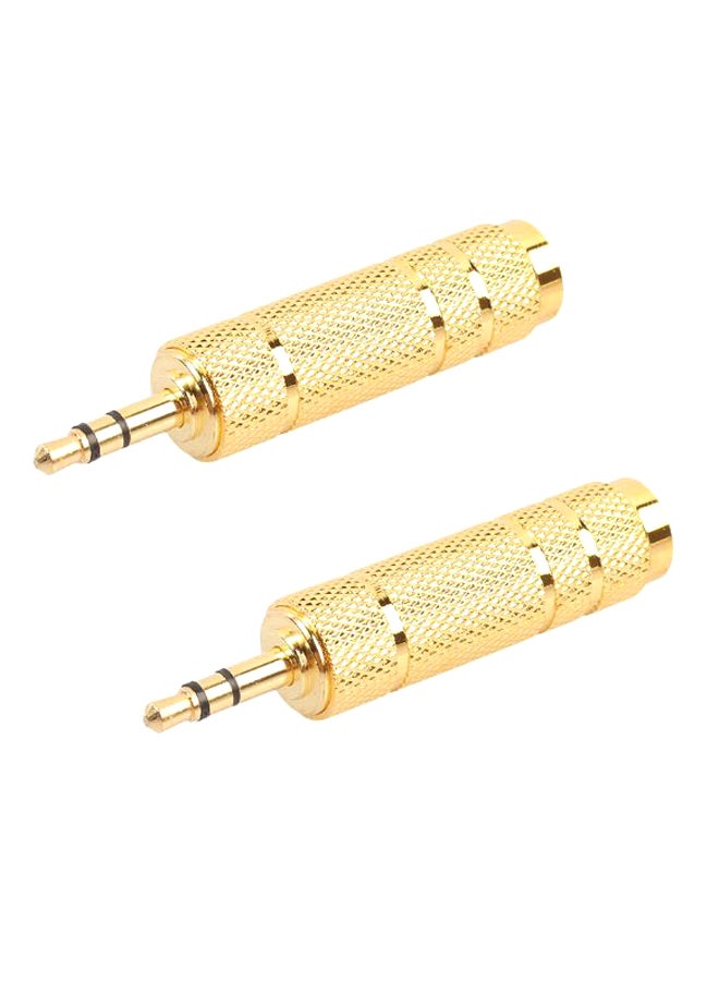 2-Piece 6.3mm 1/4 Female to 3.5mm 1/8 Male Stereo Audio Adapter Headphone Jack Gold  - Image 1