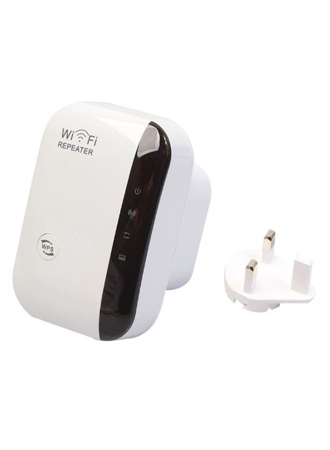 Generic - 300M UK Wireless WIFI Repeater Signal Amplifier AP Router Through Walls White/Black - Image 1