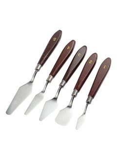 5-Piece Type 93 Palette Knife Oil Painting Set Grey/Brown 116grams