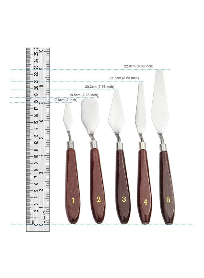 Generic - 5-Piece Type 93 Palette Knife Oil Painting Set Grey/Brown 116grams - Image 1