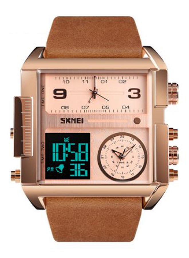 SKMEI Water Resistant Analog/Digital Wrist Watch 1391 - 55 mm - Brown  - Image 1