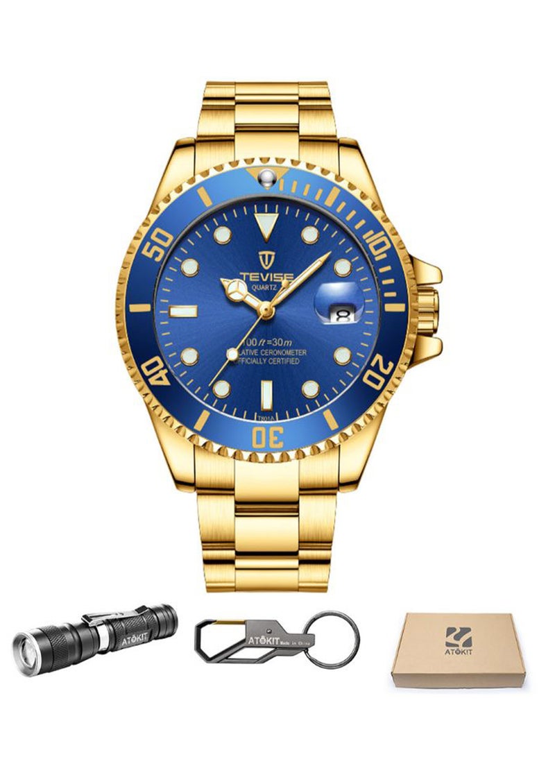 تيفيز ساعة يد بعقارب وسوار معدني طراز t801 men - Image 2