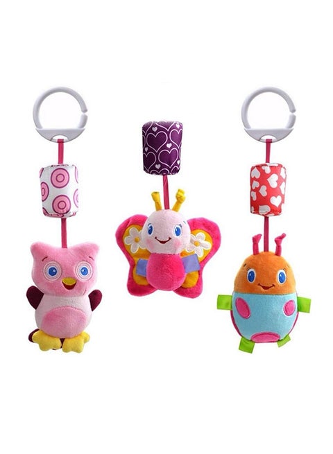 3-Piece Animal Infant Toys Plush Bed Wind Chimes Rattles Bell Toy Stroller