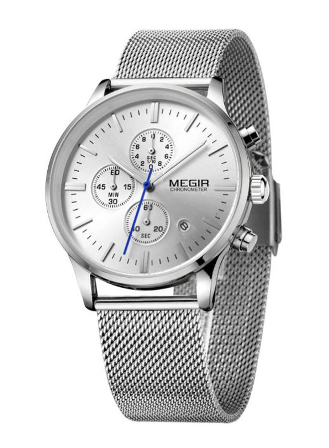 ميجر ساعة يد كرونوغراف من الفولاذ المقاوم للصدأ MS2011G - 42 مم - فضي - Image 1