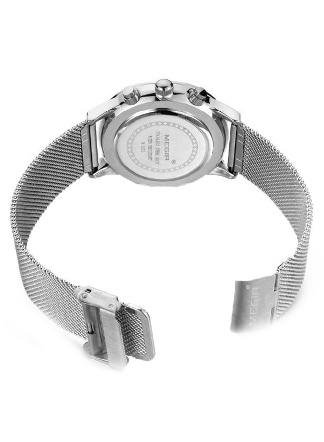 ميجر ساعة يد كرونوغراف من الفولاذ المقاوم للصدأ MS2011G - 42 مم - فضي - Image 2