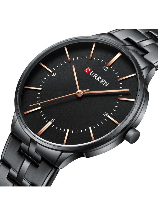 كارين ساعة يد بعقارب وسوار من الإستانلس ستيل طراز 8321 - قياس 42 مم - لون أسود للرجال