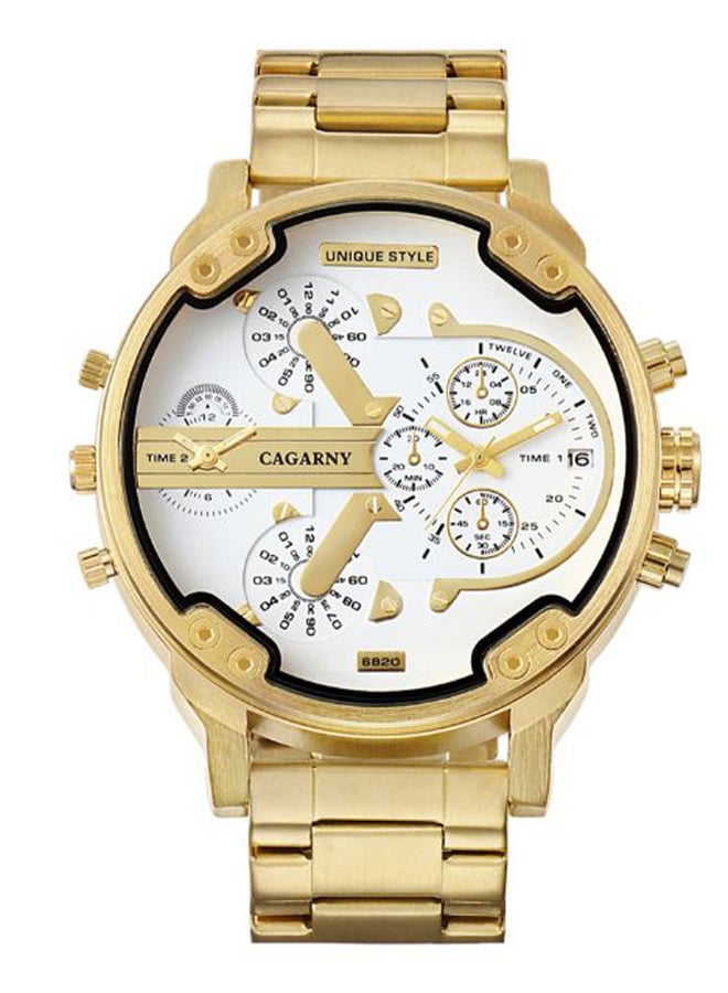 Cagarny Men's Stainless Steel Chronograph Wrist Watch J3673 - 52 mm -Gold  - Image 1