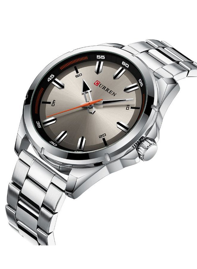 كارين ساعة يد بعقارب وسوار من الستانلس ستيل طراز 8320 - مقاس 46 مم - لون فضي للرجال - Image 2